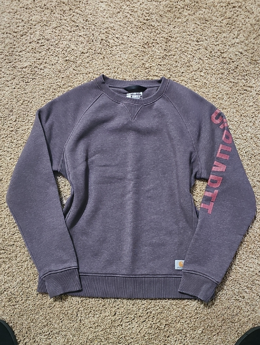 🚨 Carhartt Crewneck Sweatshirt in Heather Purple with Sleeve Logo